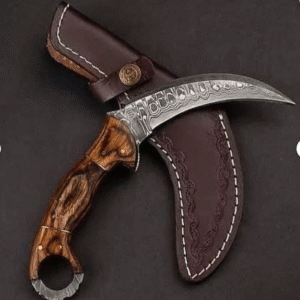 Custom Handmade Damascus Steel Karambit Hunting Knife With Leather Sheath | Best Gift For Him